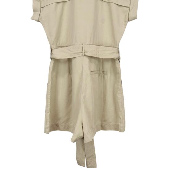 NWT Madewell Tie-Waist Linen Blend Romper In Summer Dune Tan Size 6 - Picture 8 of 12